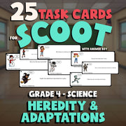 Heredity & Adaptations SCOOT TASK CARDS Science Game - No Prep Grade 4 Review
