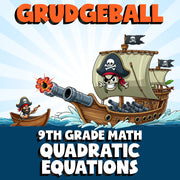 Quadratic Equations GRUDGEBALL Math Game - No Prep Grade 9 Review Activity