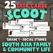 South Asia Family & Community Life SCOOT TASK CARDS Socials Game - Grade 7