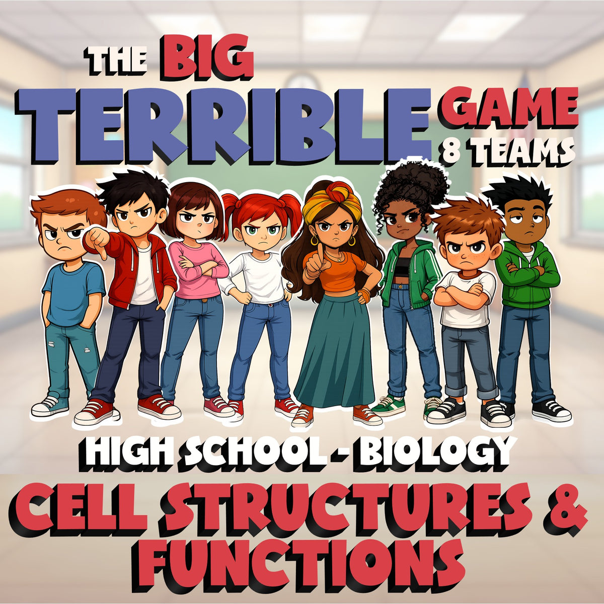 Cell Structures & Functions BIG TERRIBLE GAME - No Prep Biology Science Review