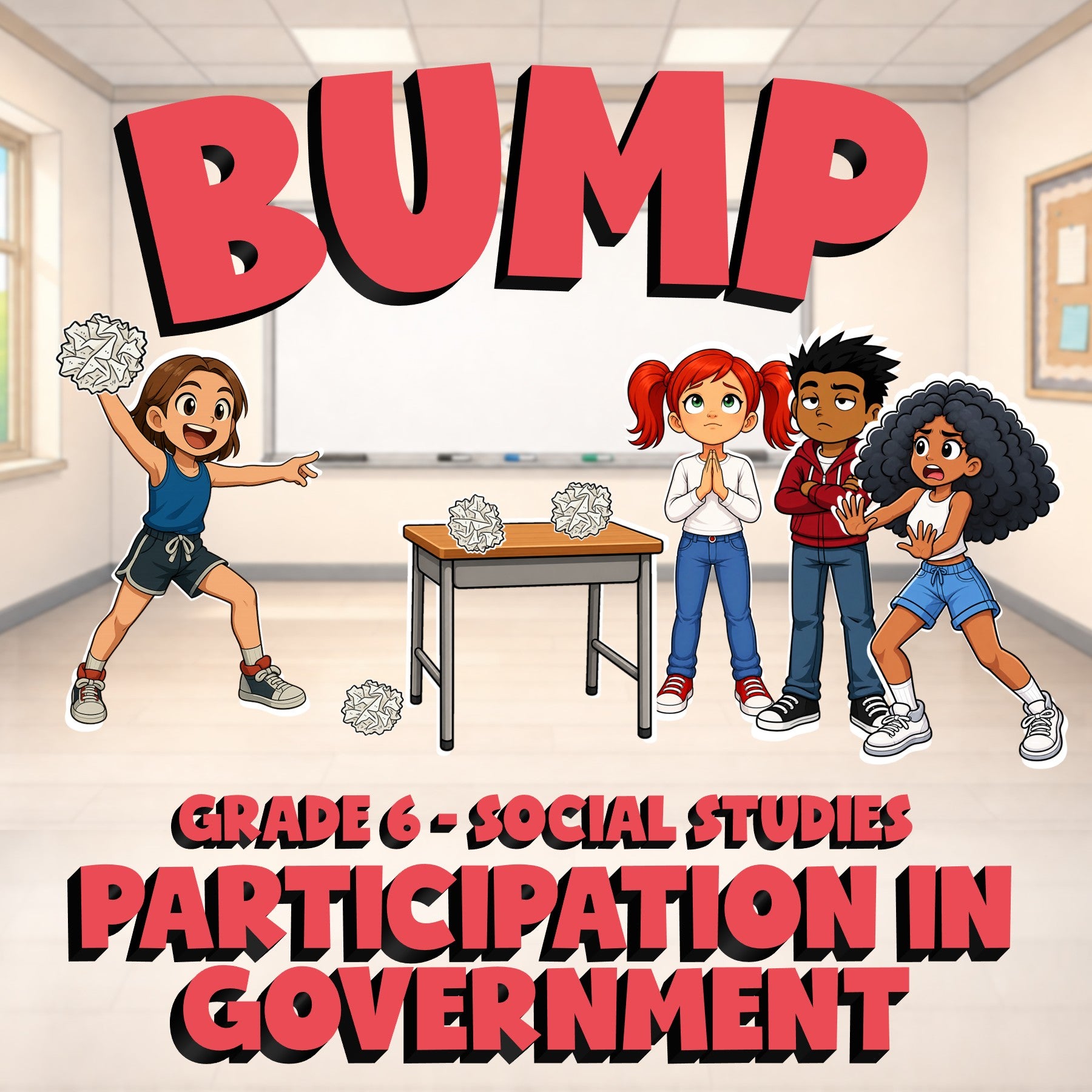 Participation in Government BUMP Socials Game - No Prep Grade 6 Review Activity