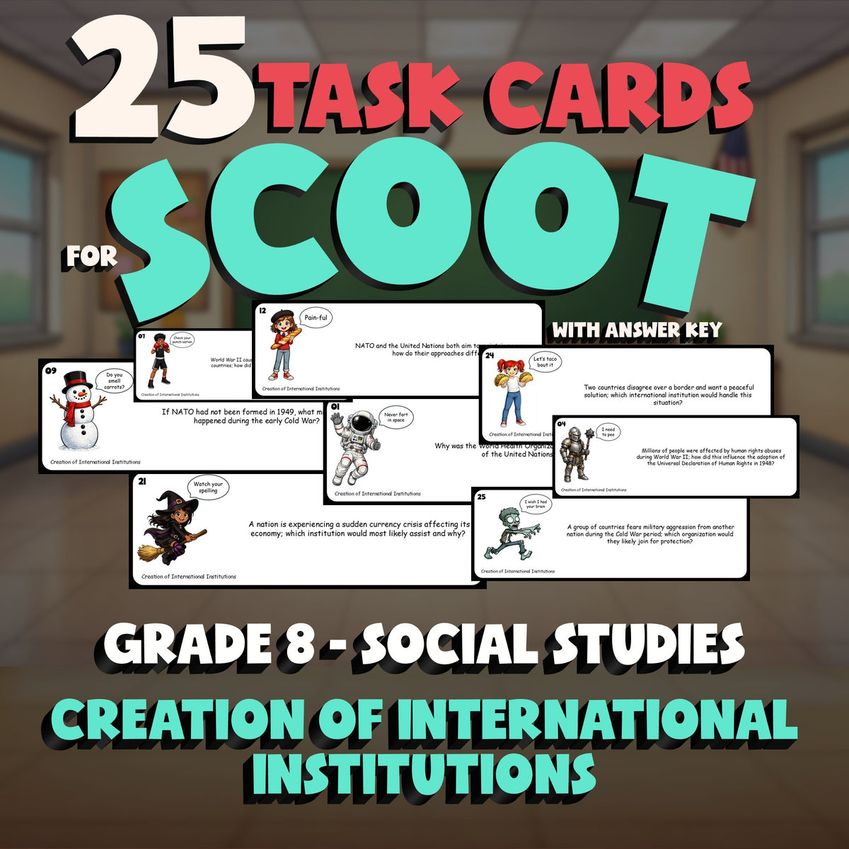 Creation of International Institutions SCOOT TASK CARDS Socials Game - Grade 8