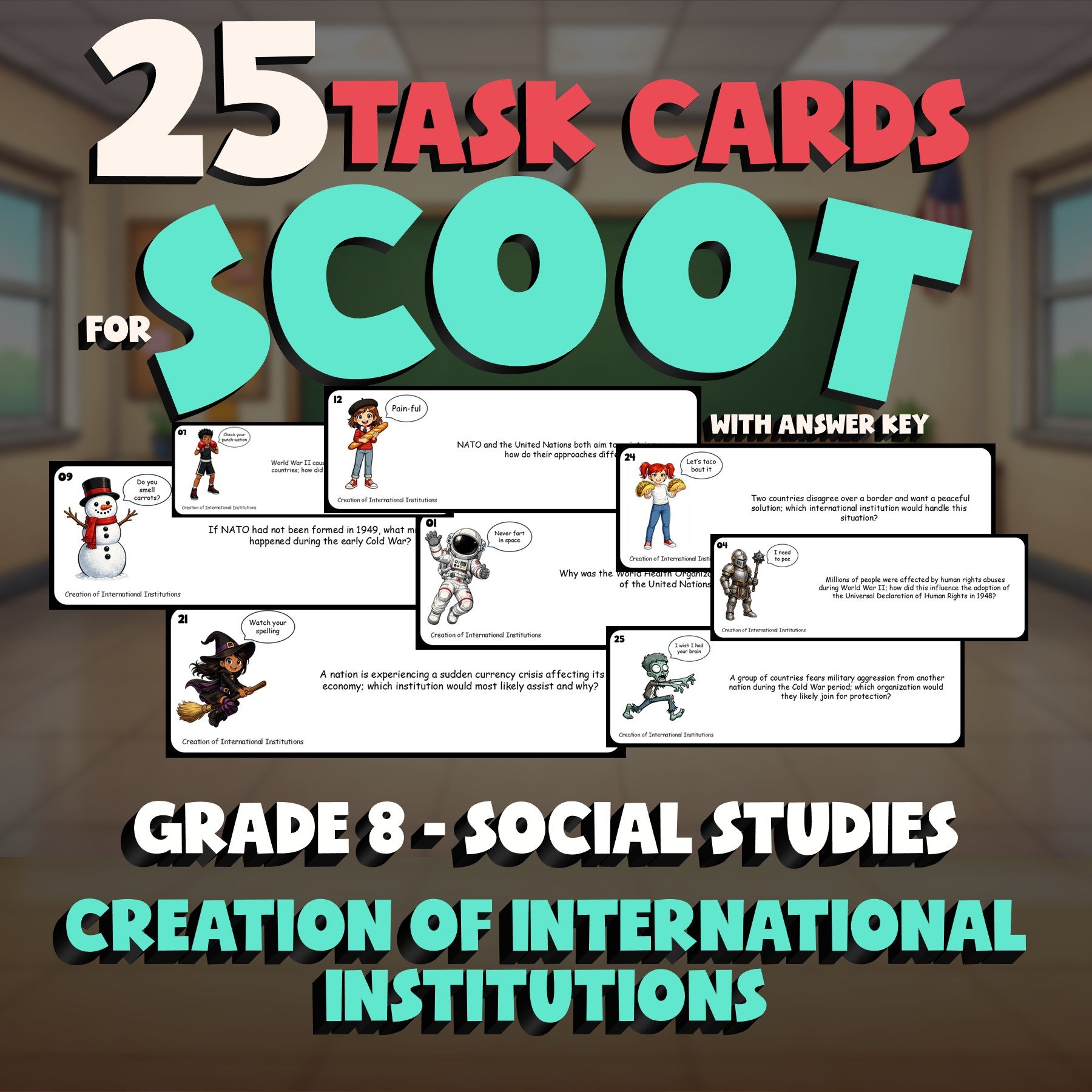 Creation of International Institutions SCOOT TASK CARDS Socials Game - Grade 8