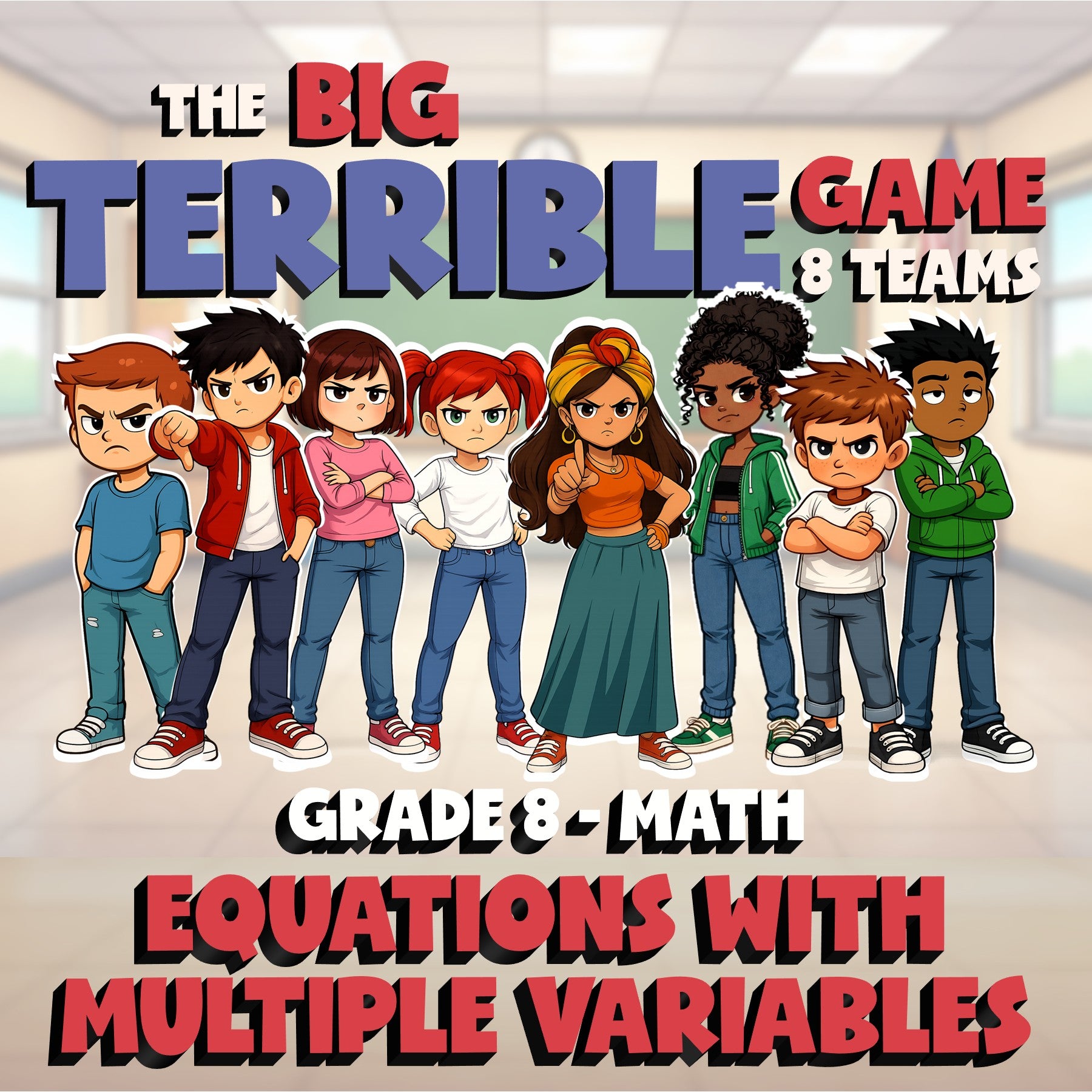 Equations with Multiple Variables BIG TERRIBLE GAME - Grade 8 Math Review