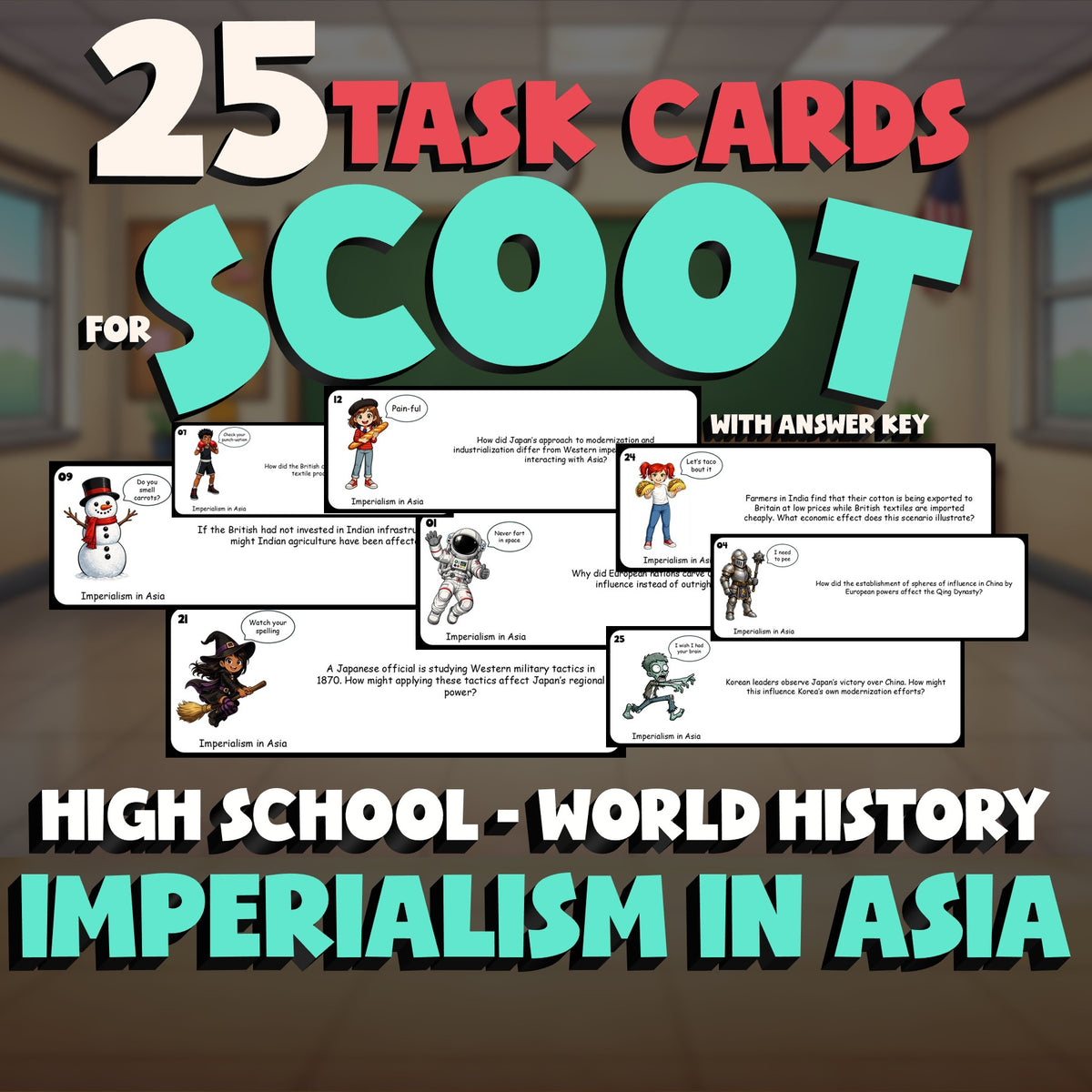 Imperialism in Asia SCOOT TASK CARDS Game - No Prep World History Review