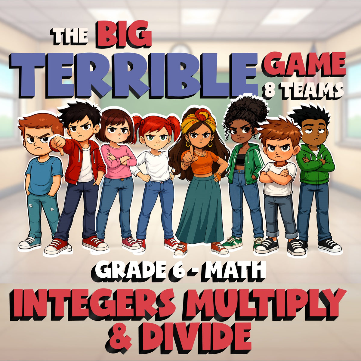 Integers Multiply & Divide BIG TERRIBLE GAME - No Prep Grade 6 Math Review
