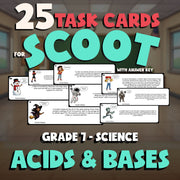 Acids & Bases SCOOT TASK CARDS Science Game - No Prep Grade 7 Review Activity