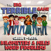 Kilometers & Miles Word Problems BIG TERRIBLE GAME - No Prep Grade 5 Math Review
