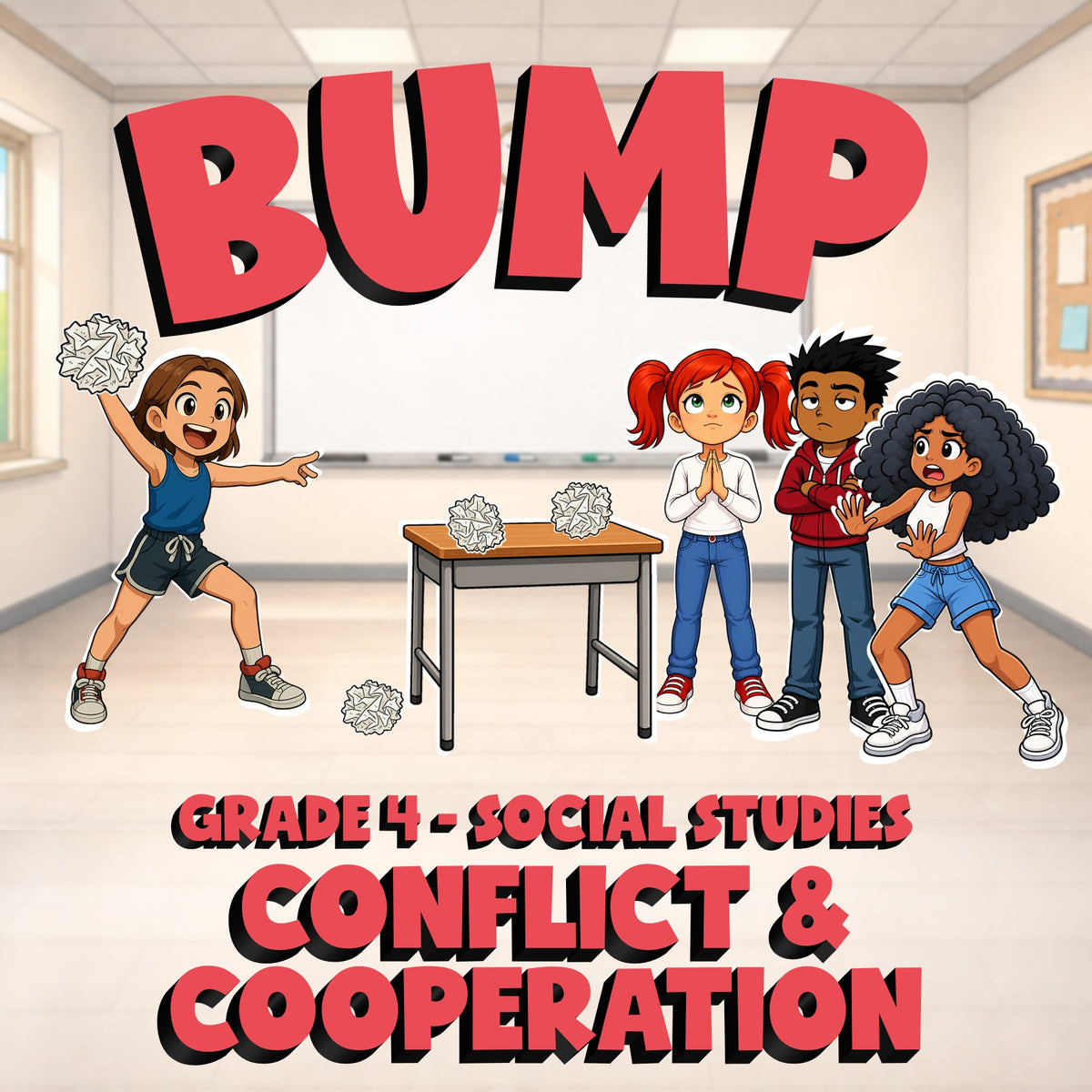 Conflict & Cooperation BUMP Socials Game - No Prep Grade 4 Review Activity