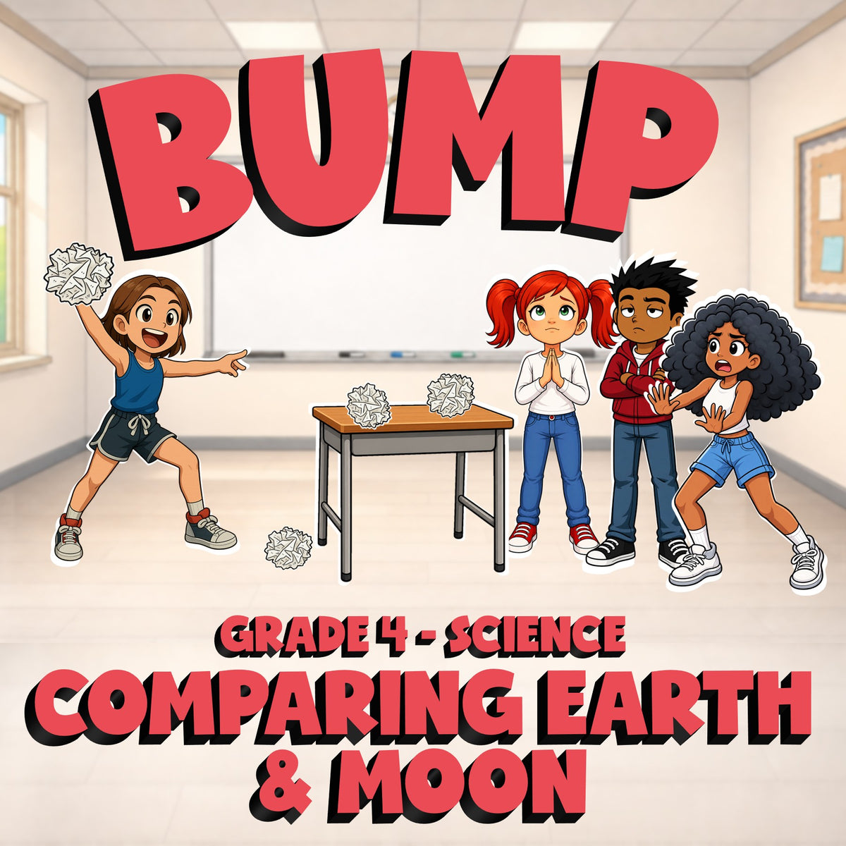 Comparing Earth & Moon BUMP Science Game - No Prep Grade 4 Review Activity