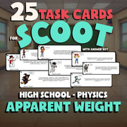 Apparent Weight SCOOT TASK CARDS Science Game - No Prep Physics Review Activity