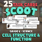 Cell Structure & Function SCOOT TASK CARDS Science Game - No Prep Grade 6 Review