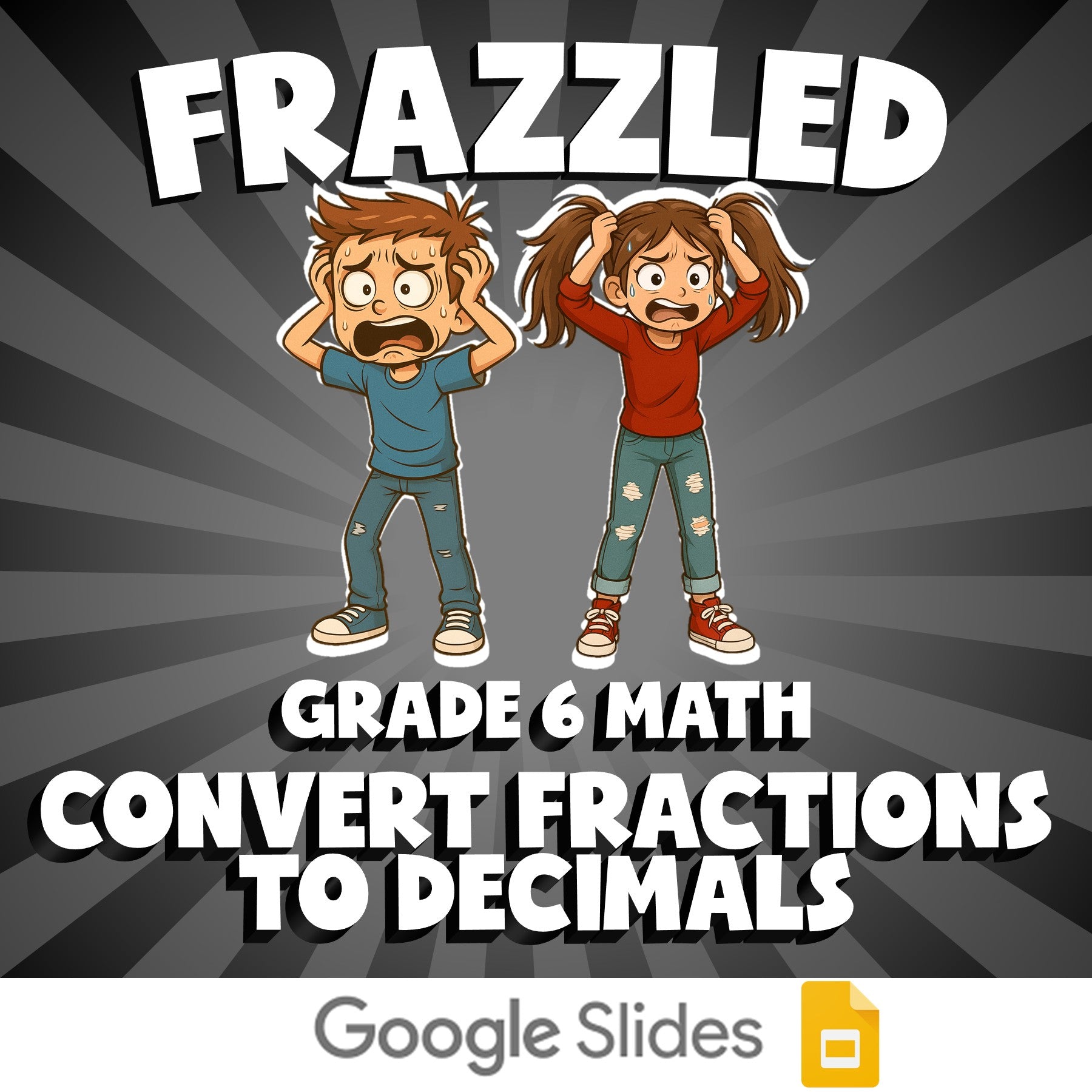 Convert Fractions to Decimals FRAZZLED Math Game - No Prep Grade 6 Review