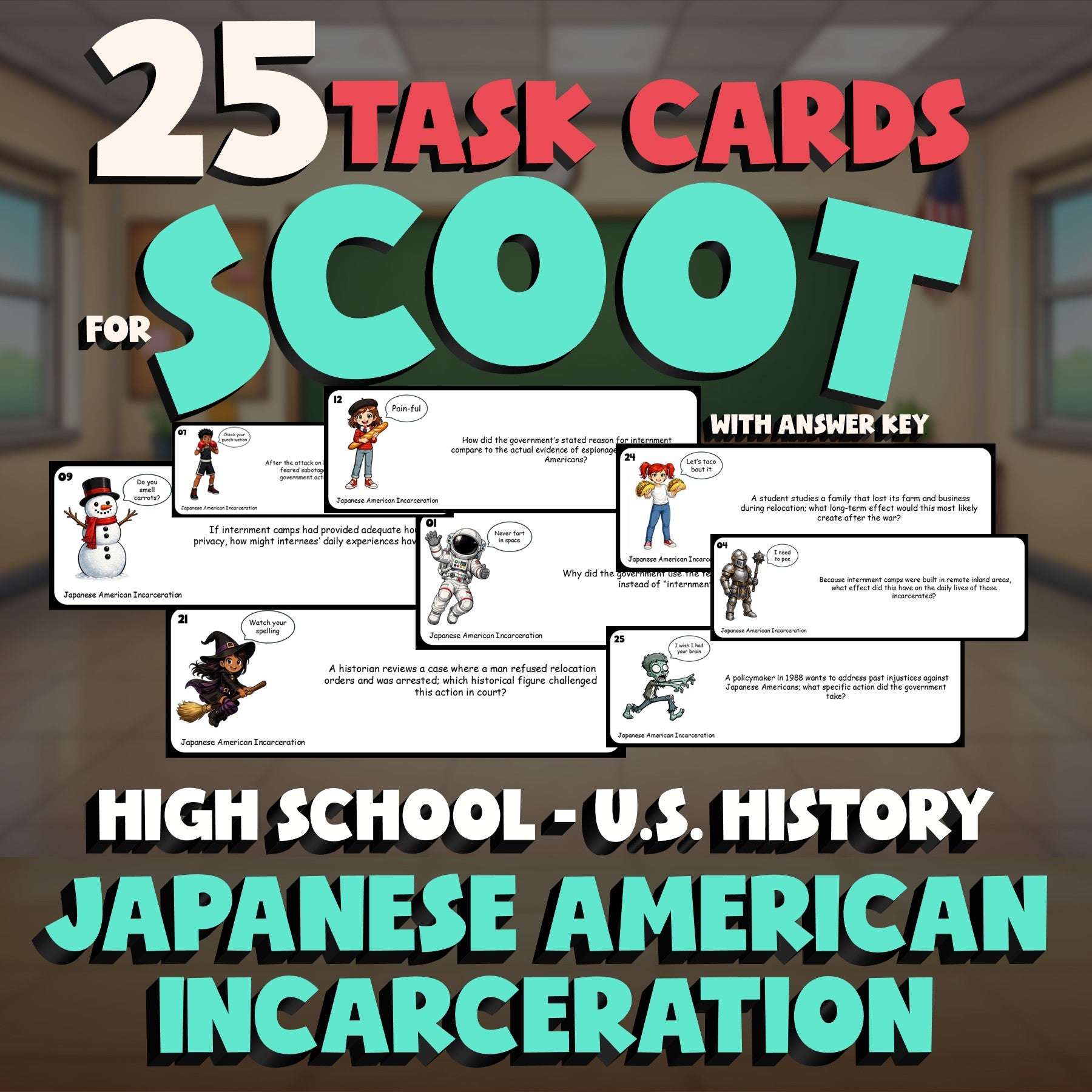 Japanese American Incarceration SCOOT TASK CARDS U.S. History Game - No Prep