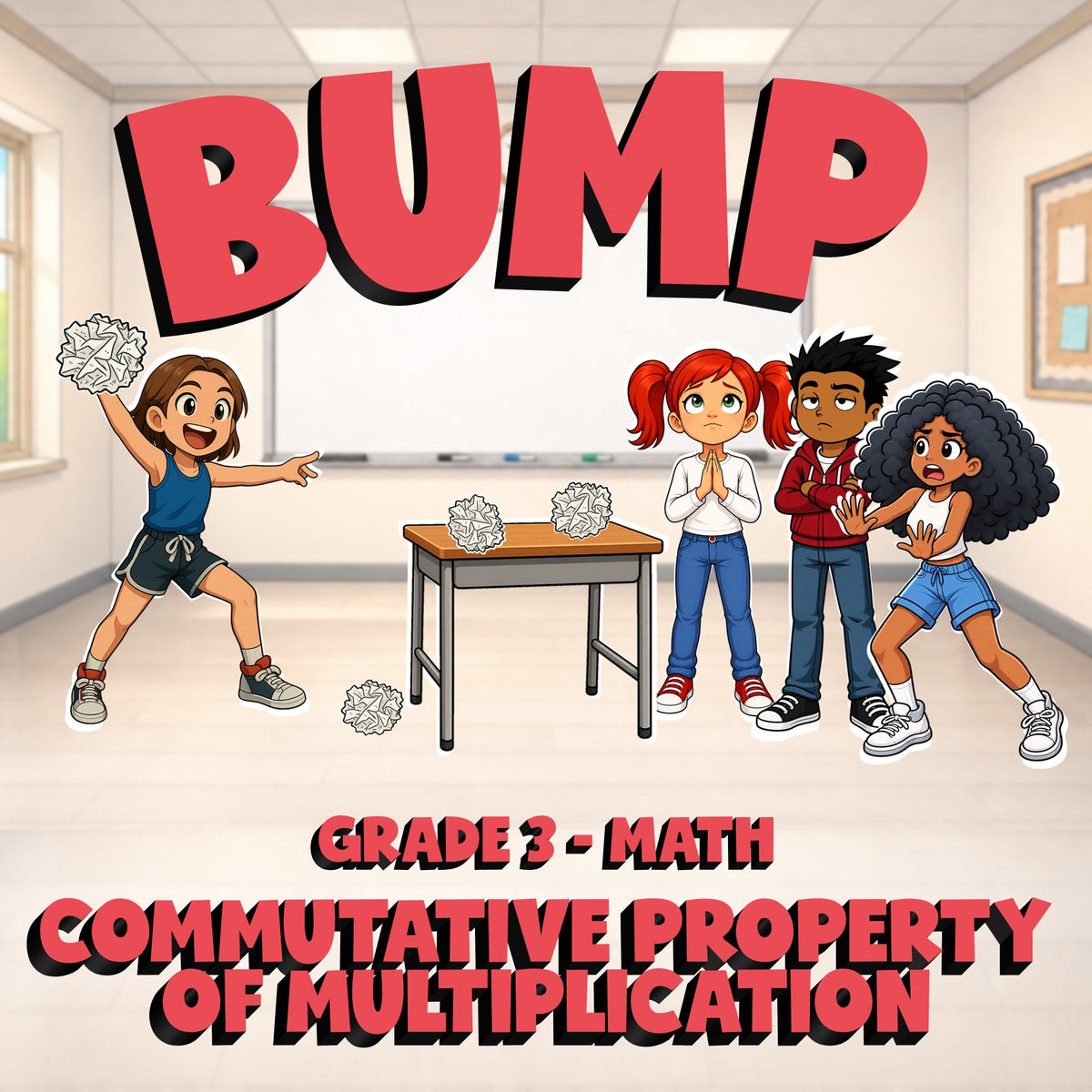 Commutative Property of Multiplication BUMP Math Game - No Prep Grade 3 Review