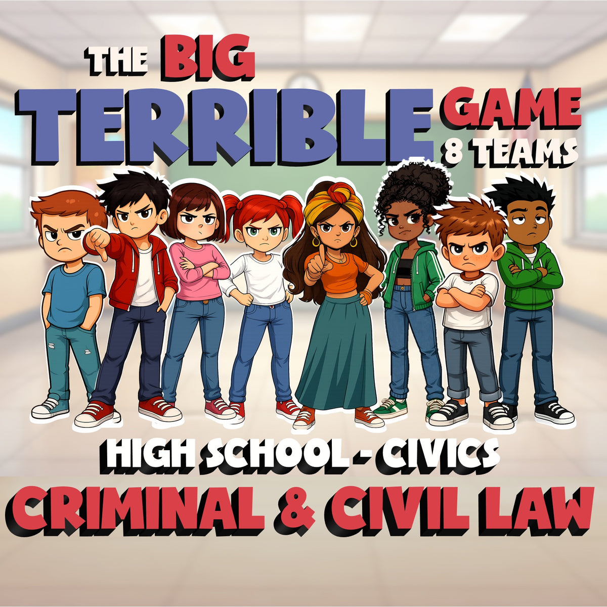 Criminal & Civil Law BIG TERRIBLE GAME - No Prep Civics Review Activity