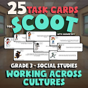 Working Across Cultures SCOOT TASK CARDS Socials Game - No Prep Grade 3 Review
