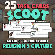 Religion & Culture SCOOT TASK CARDS Socials Game - No Prep Grade 4 Review