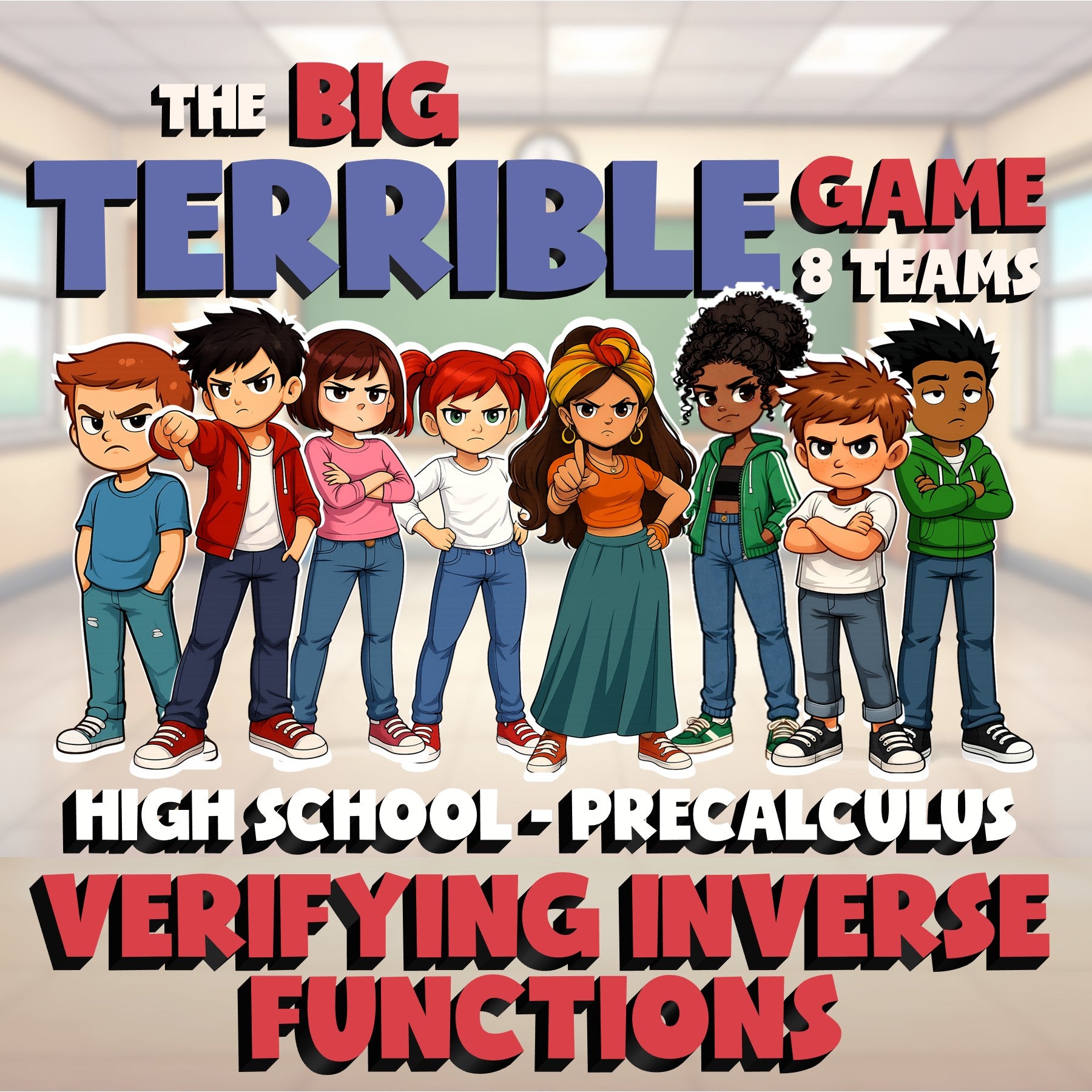 Verifying Inverse Functions BIG TERRIBLE GAME - No Prep PreCalculus Math Review