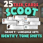 Identify Tone Shifts SCOOT TASK CARDS ELA Game - No Prep Grade 9 Review Activity
