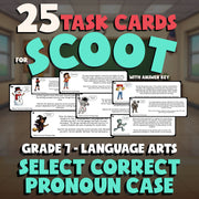 Select Correct Pronoun Case SCOOT TASK CARDS ELA Game - No Prep Grade 7 Review