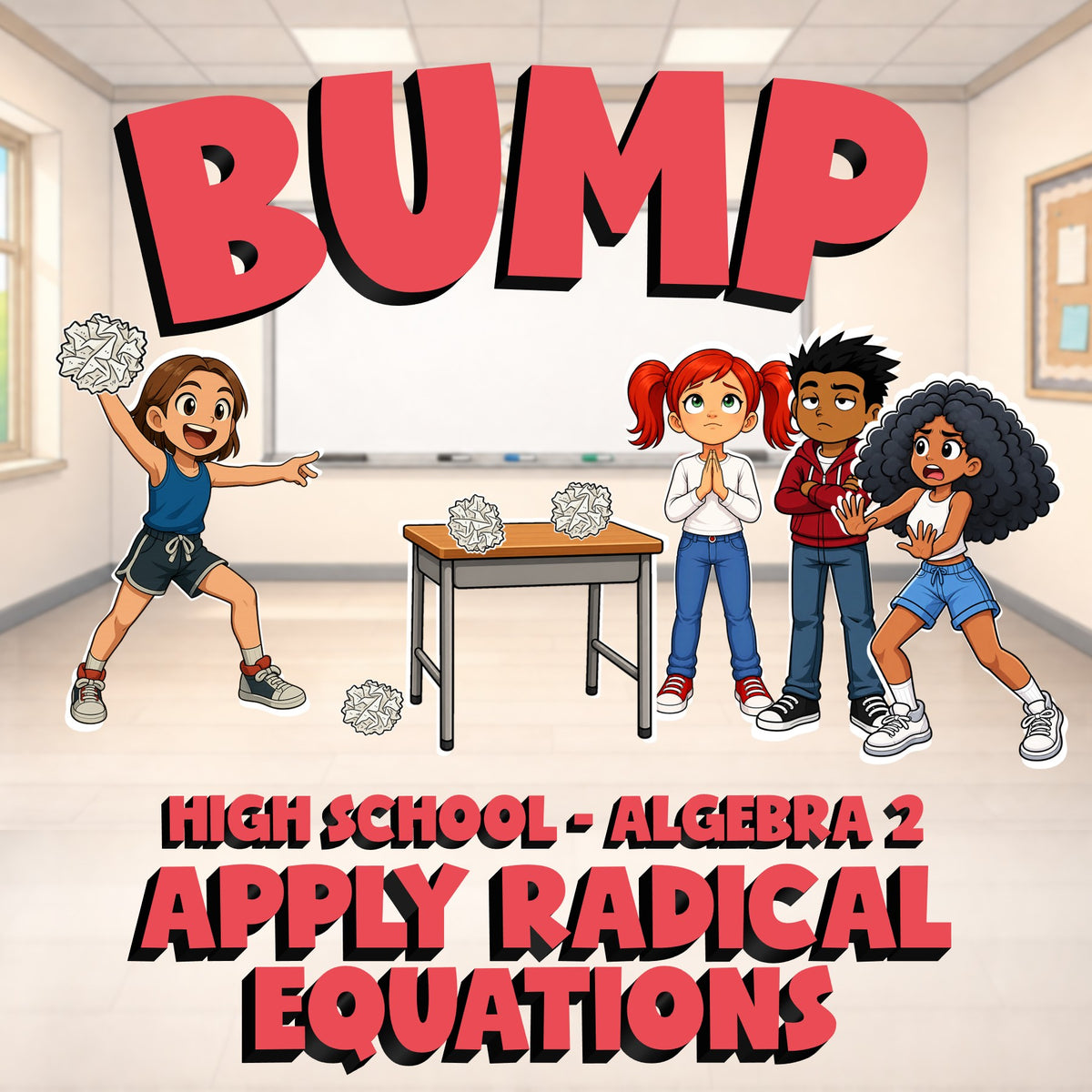 Apply Radical Equations BUMP Math Game - No Prep Algebra 2 Review Activity