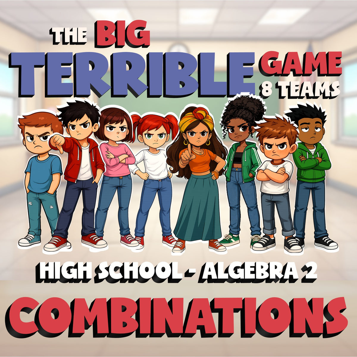 Combinations BIG TERRIBLE GAME - No Prep Algebra 2 Math Review Activity