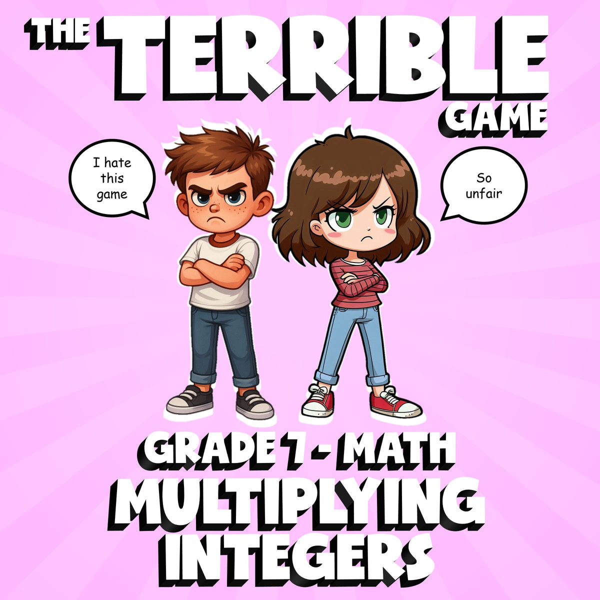 Multiplying Integers THE TERRIBLE GAME - No Prep Grade 7 Math Review Activity