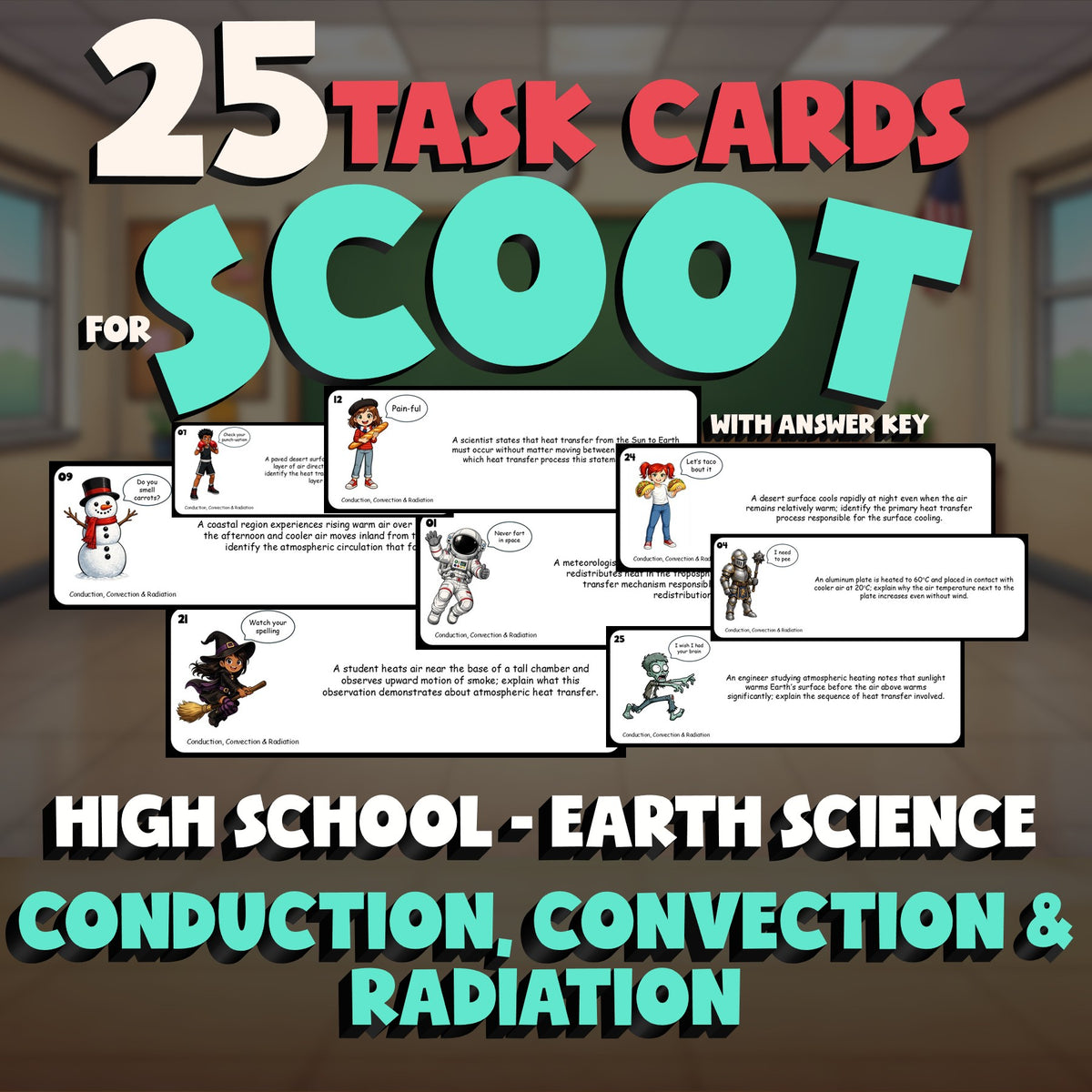 Conduction, Convection & Radiation SCOOT TASK CARDS Game - No Prep Earth Science