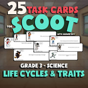 Life Cycles & Traits SCOOT TASK CARDS Science Game - No Prep Grade 3 Review