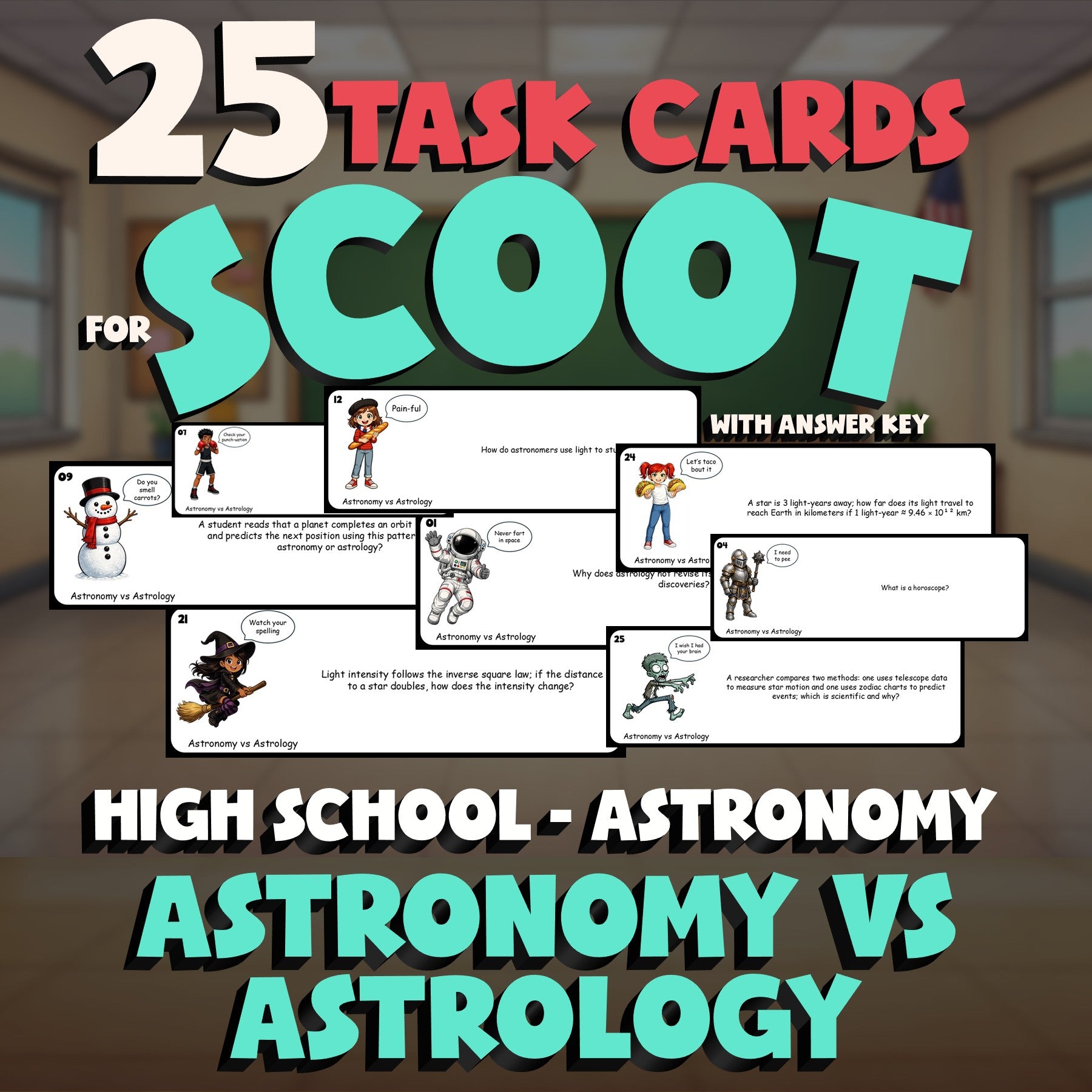 Astronomy vs Astrology SCOOT TASK CARDS Science Game - No Prep Astronomy Review