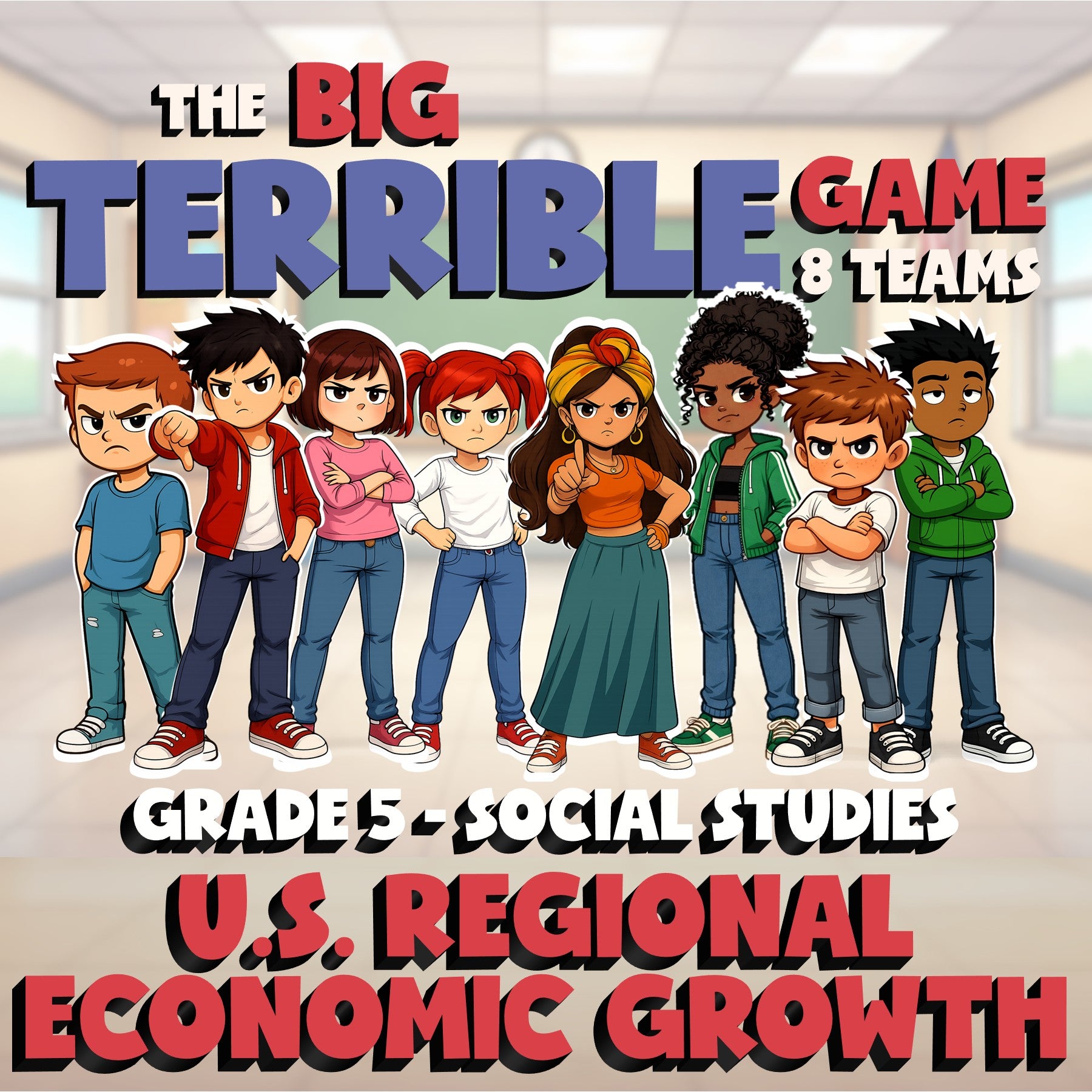 U.S. Regional Economic Growth BIG TERRIBLE GAME - No Prep Grade 5 Socials Review