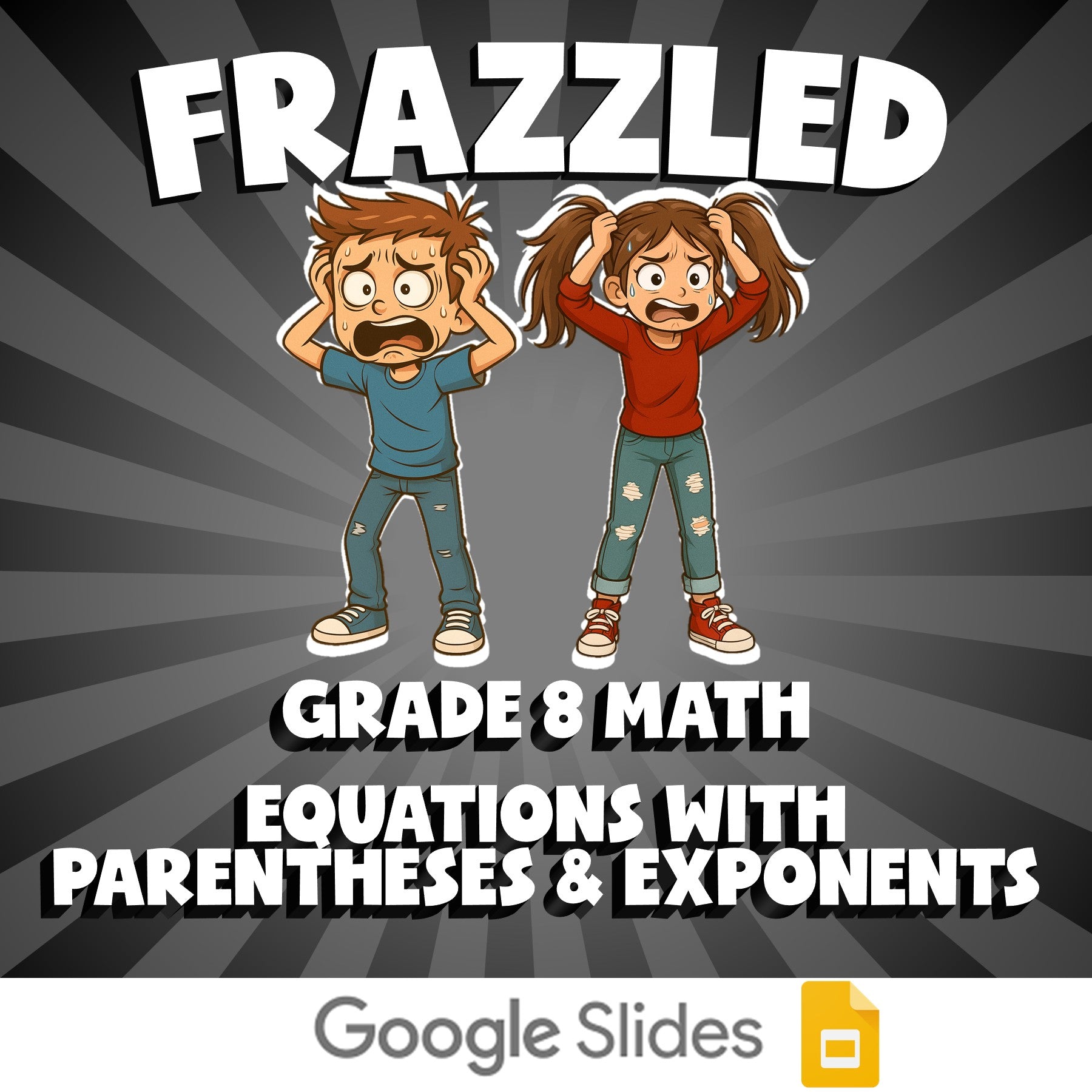 Equations with Parentheses & Exponents FRAZZLED Math Game - No Prep Grade 8