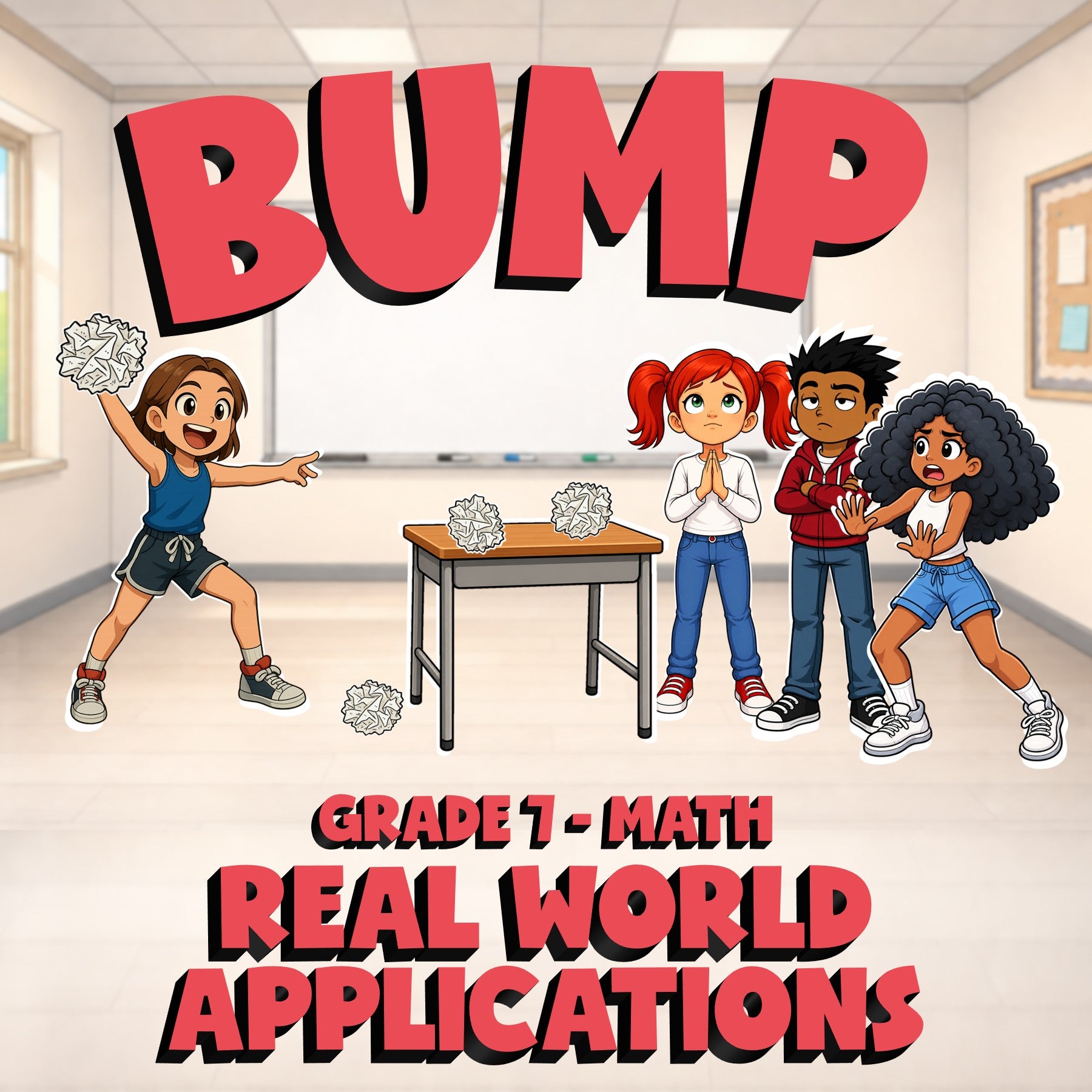 Real World Applications BUMP Math Game - No Prep Grade 7 Review Activity