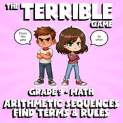 Arithmetic Sequences Find Terms & Rules THE TERRIBLE GAME - Grade 9 Math Review