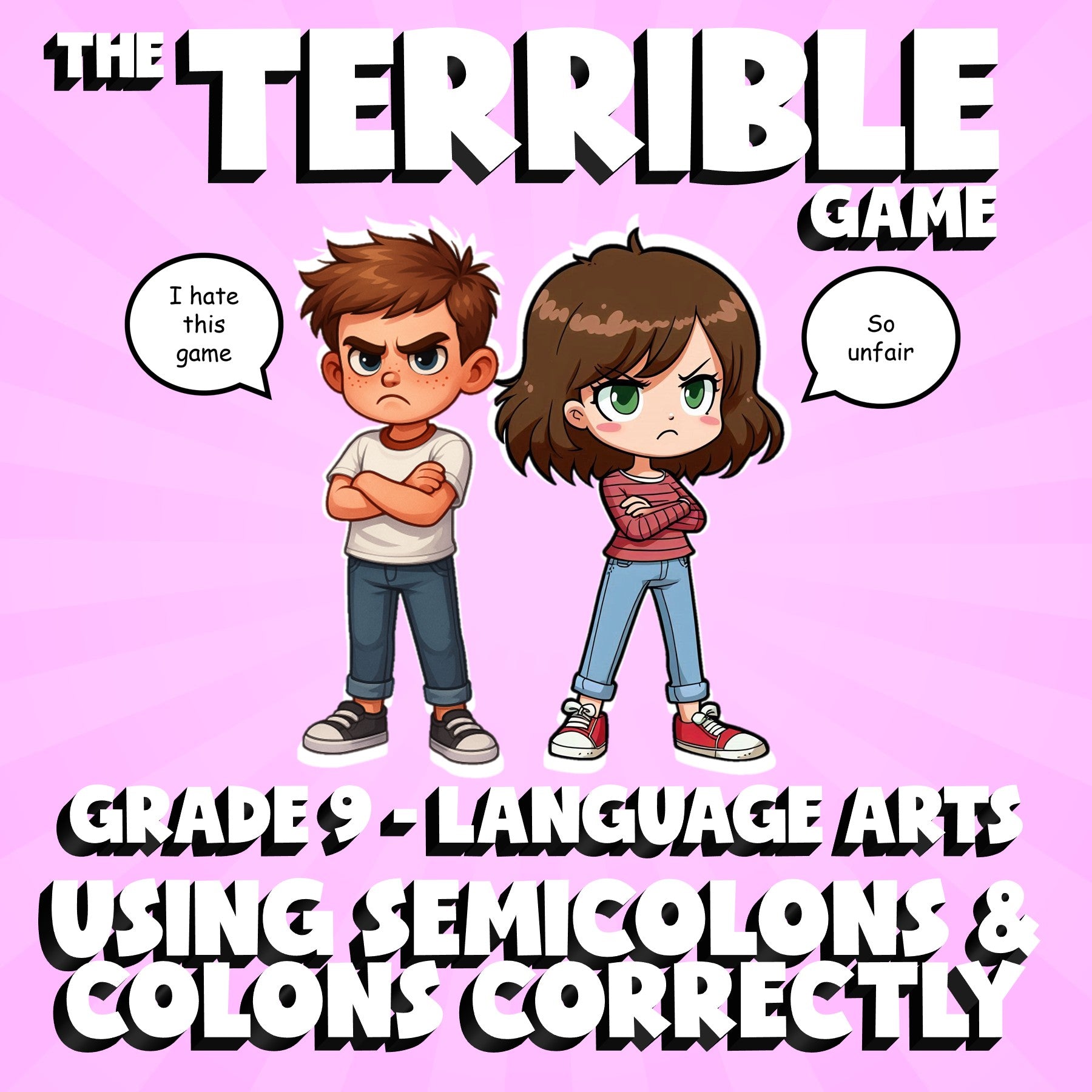 Using Semicolons & Colons Correctly THE TERRIBLE GAME - Grade 9 ELA Review