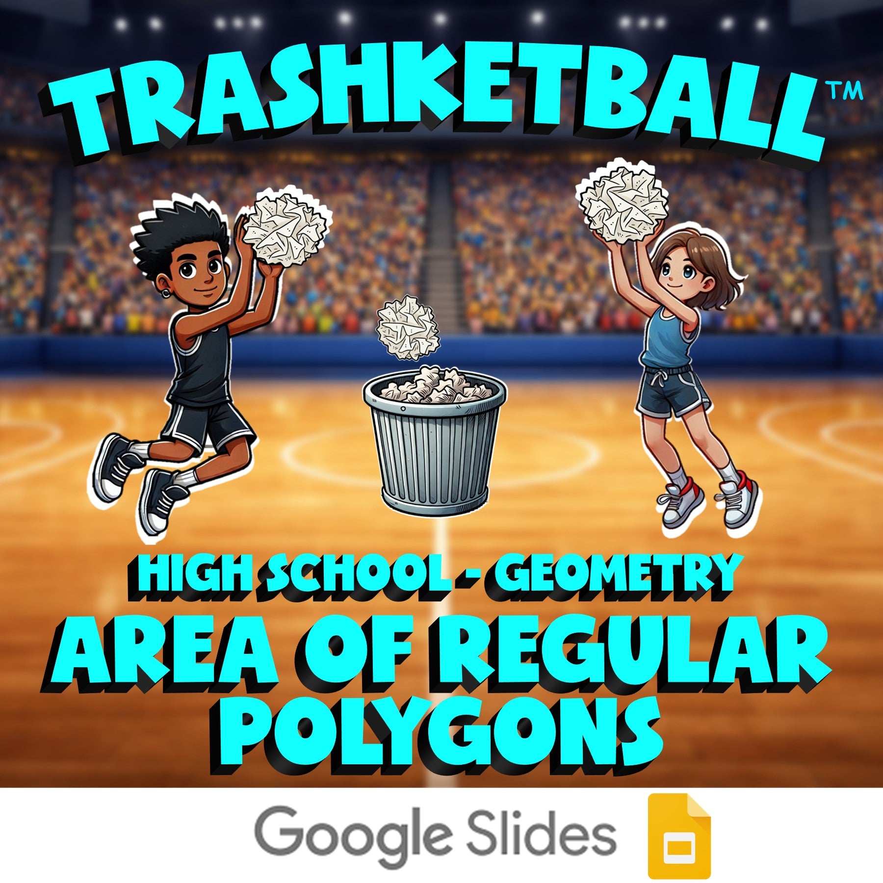 Area of Regular Polygons TRASHKETBALL Math Game - No Prep Geometry Review
