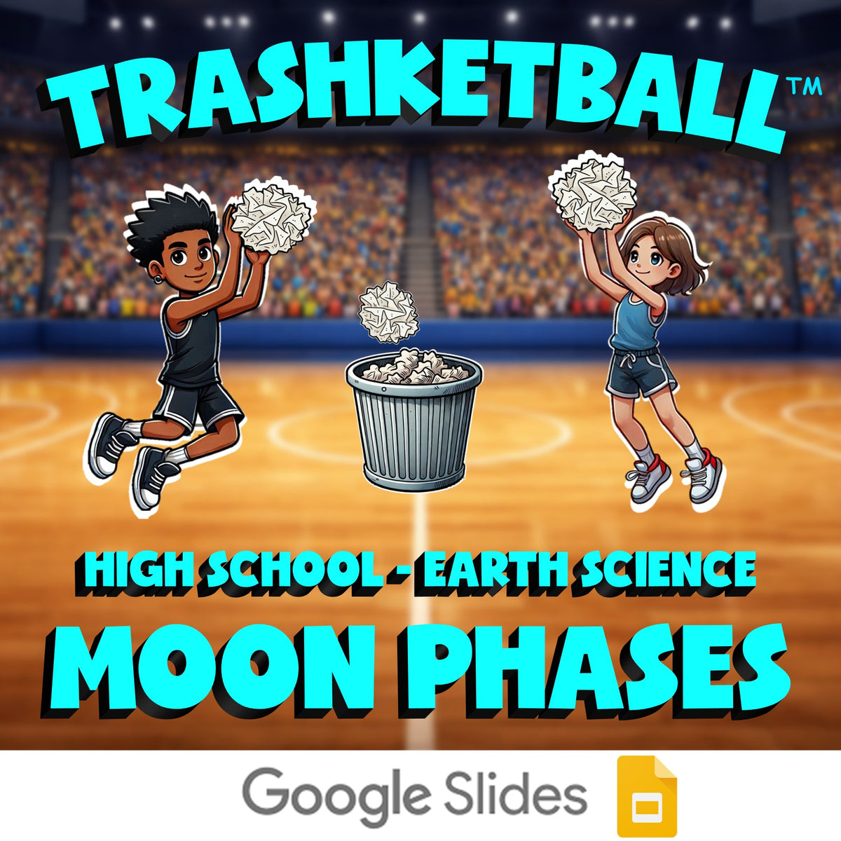 Moon Phases TRASHKETBALL Game - No Prep Earth Science Review Activity