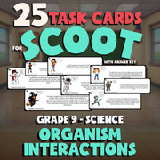 Organism Interactions SCOOT TASK CARDS Science Game - No Prep Grade 9 Review