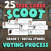 Voting Process SCOOT TASK CARDS Socials Game - No Prep Grade 3 Review Activity