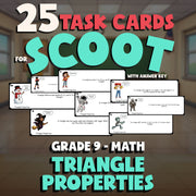 Triangle Properties SCOOT TASK CARDS Math Game - No Prep Grade 9 Review Activity