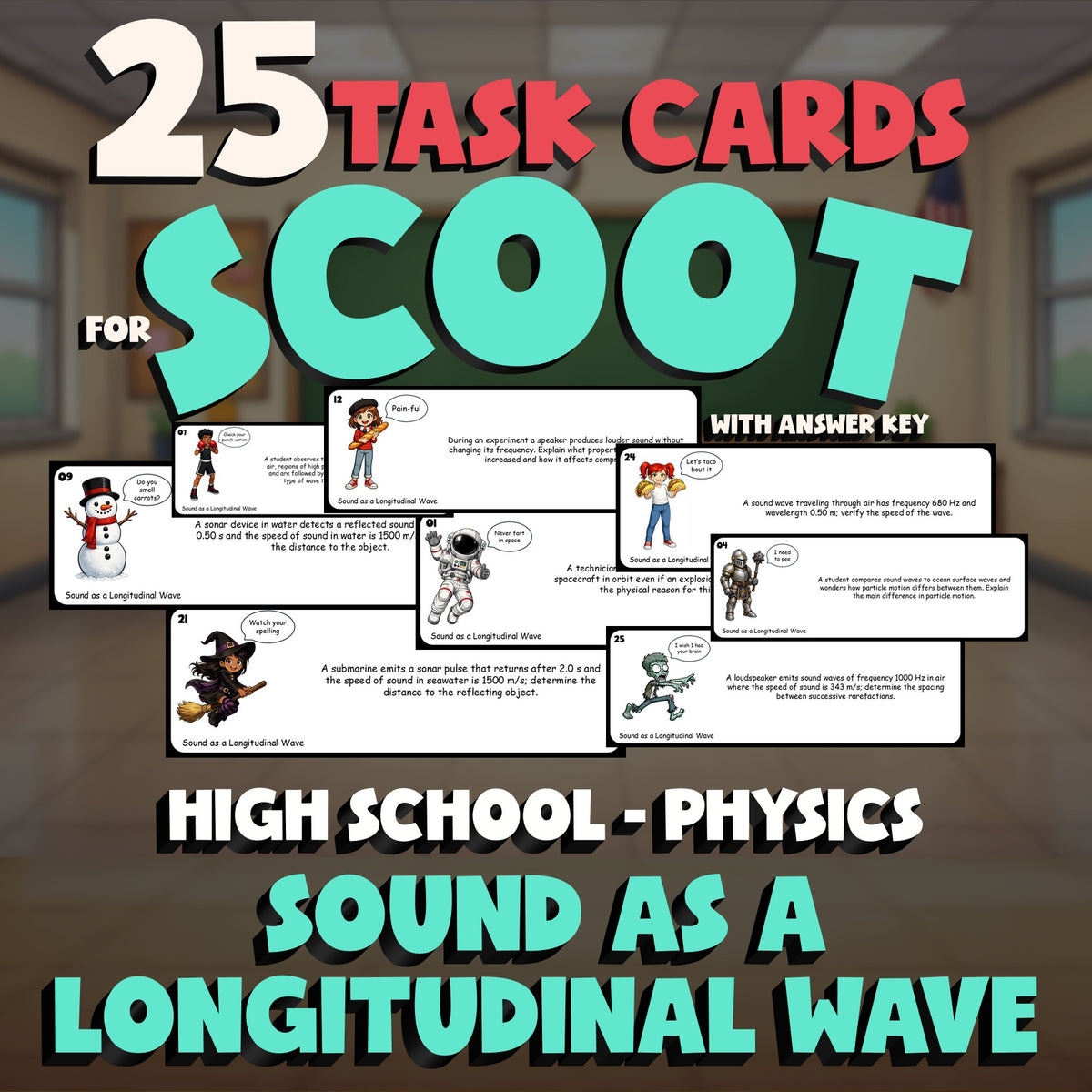 Sound as a Longitudinal Wave SCOOT TASK CARDS Science Game - No Prep Physics
