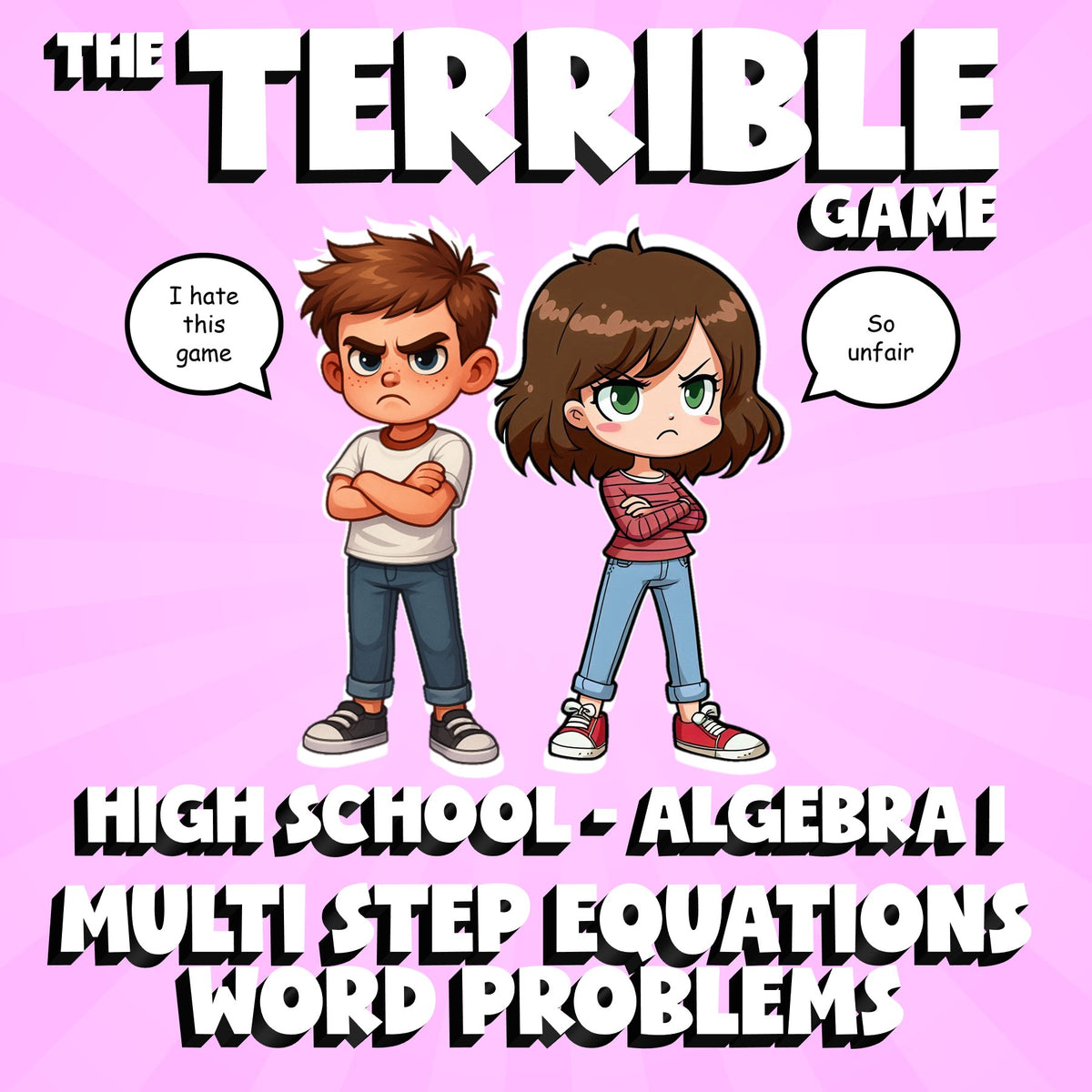 Multi Step Equations Word Problems THE TERRIBLE GAME - No Prep Algebra 1 Review