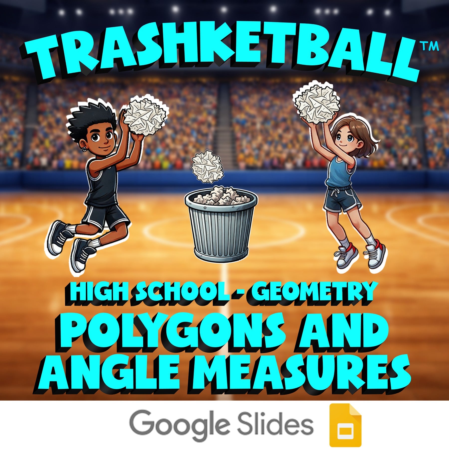 Polygons and Angle Measures TRASHKETBALL Math Game - No Prep Geometry Review