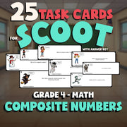 Composite Numbers SCOOT TASK CARDS Math Game - No Prep Grade 4 Review Activity