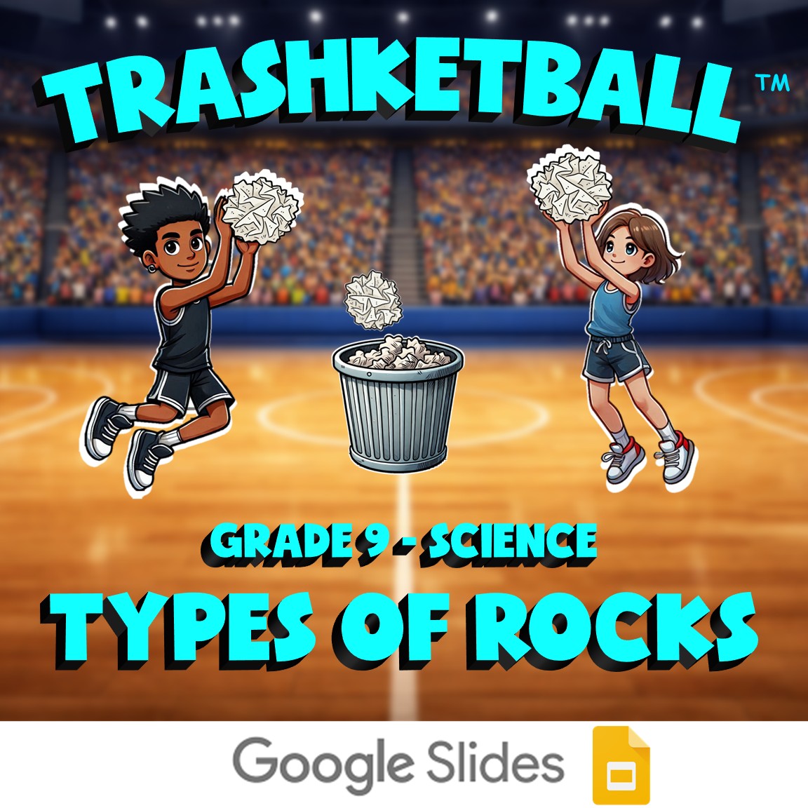 Types of Rocks TRASHKETBALL Science Game - No Prep Grade 9 Review Activity