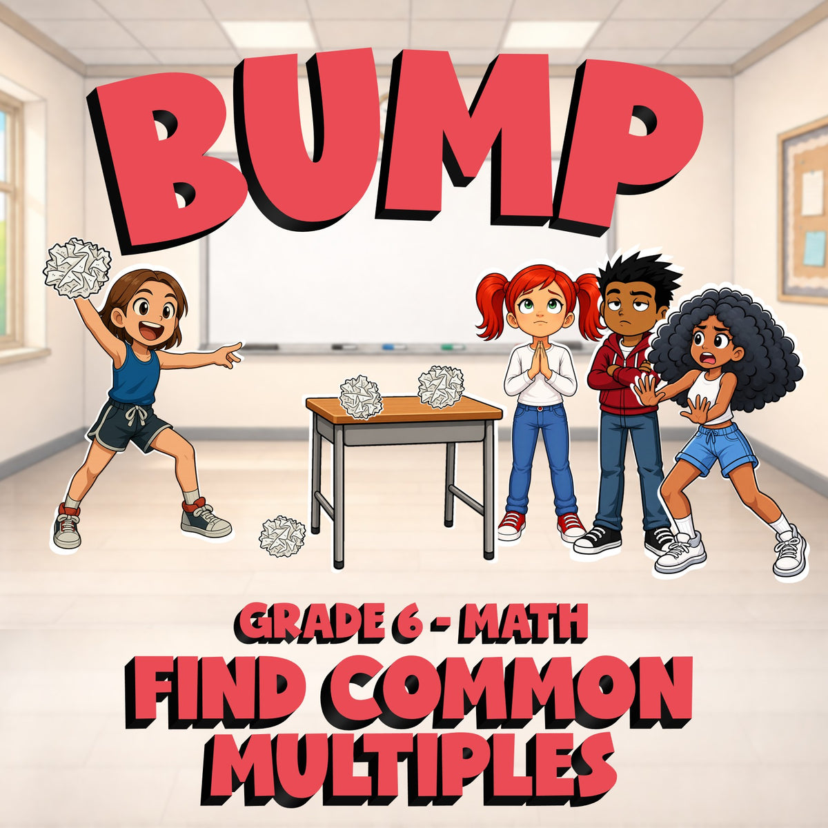 Find Common Multiples BUMP Math Game - No Prep Grade 6 Review Activity