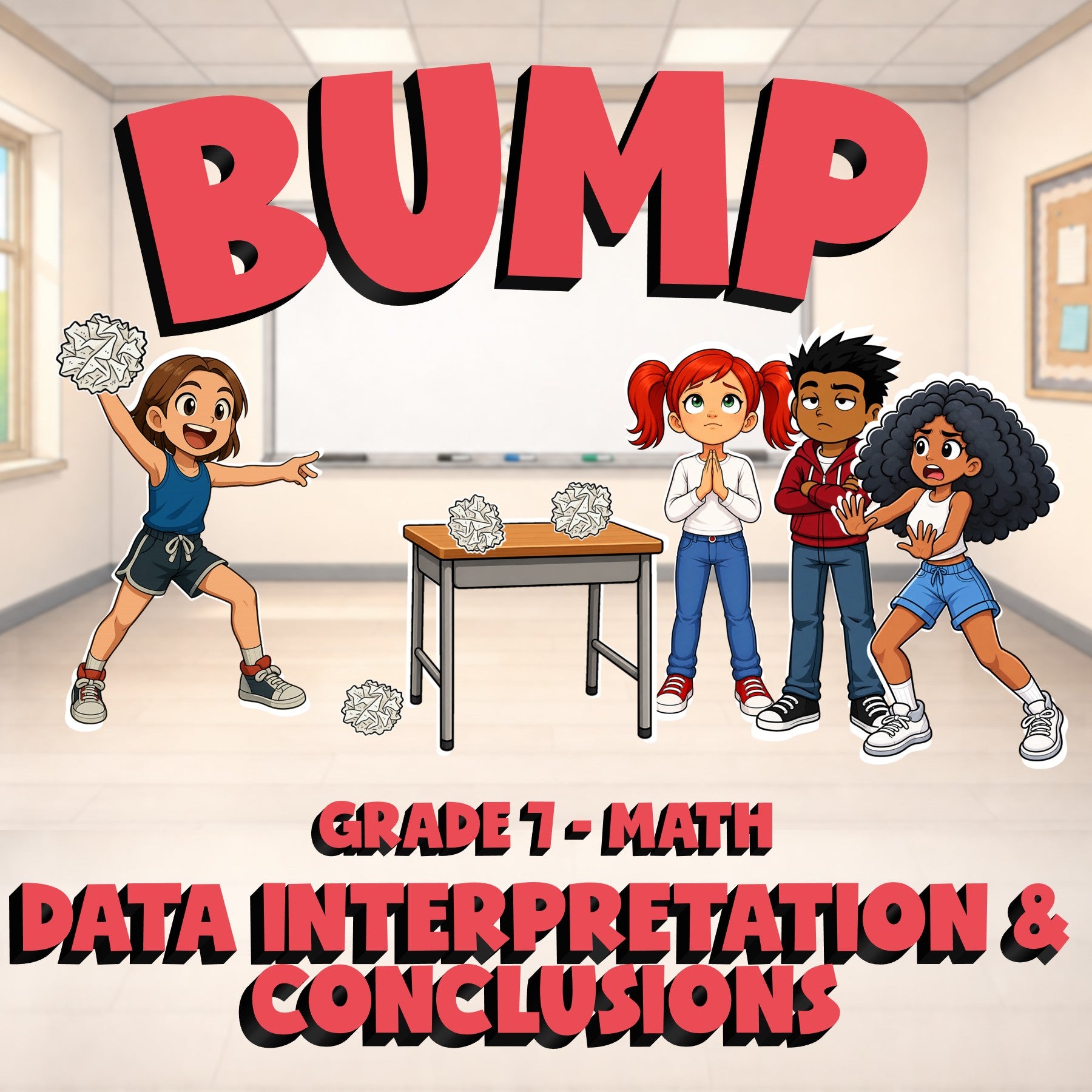 Data Interpretation & Conclusions BUMP Math Game - No Prep Grade 7 Review