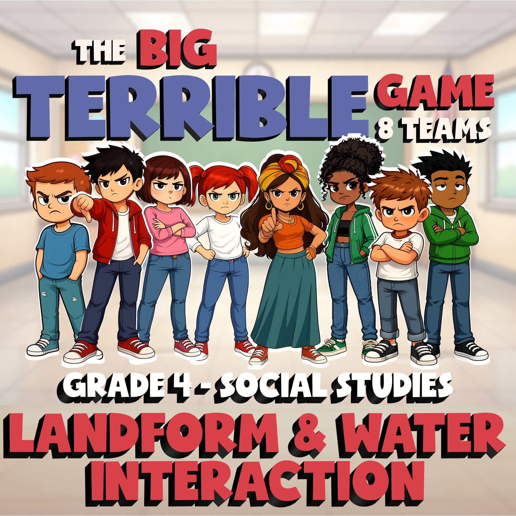 Landform & Water Interaction BIG TERRIBLE GAME - No Prep Grade 4 Socials Review