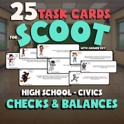 Checks & Balances SCOOT TASK CARDS Civics Game - No Prep Review Activity